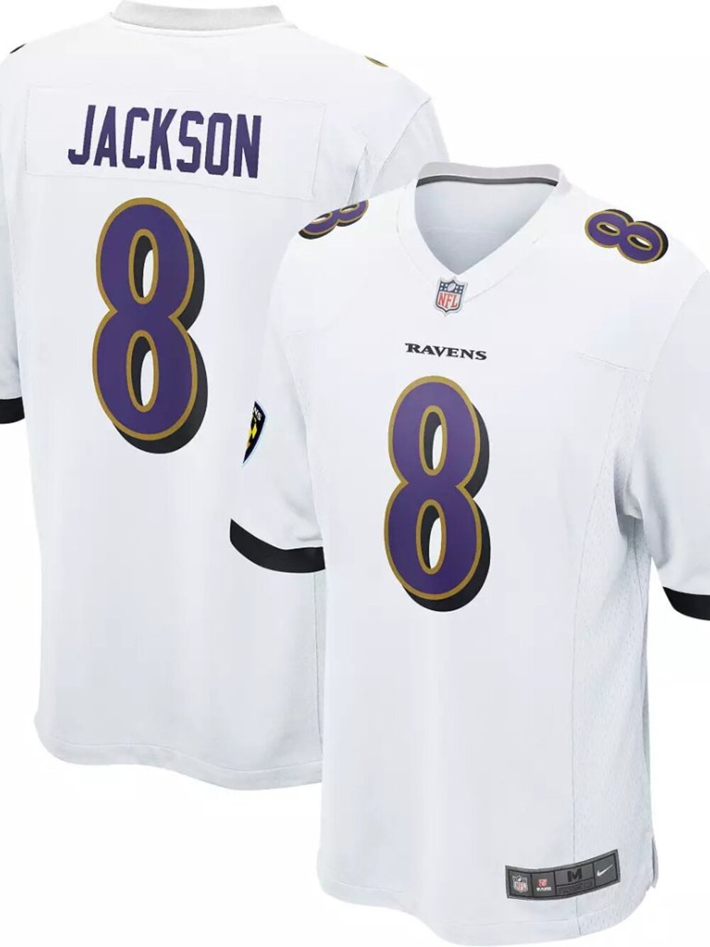 Nike Baltimore Ravens Lamar Jackson #8 White Game Jersey Men's Size XXL - Picture 3 of 3